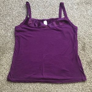 Plum Tank Top with Silk V-Neck